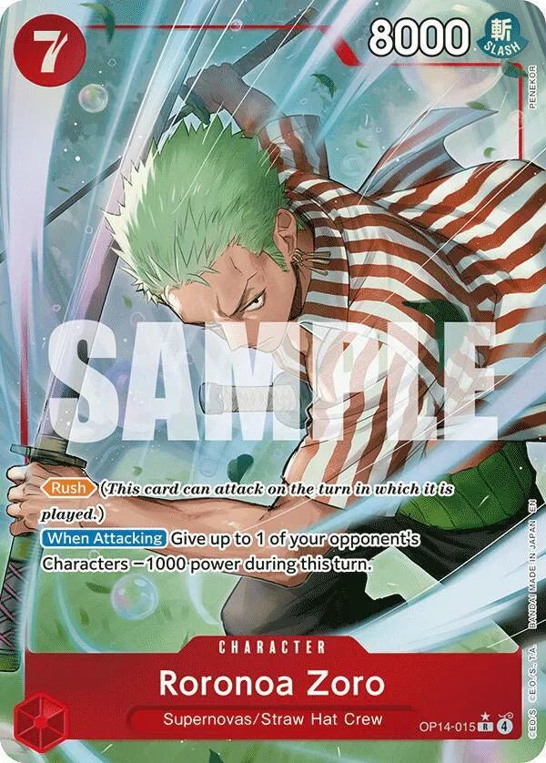 Roronoa Zoro - OP14-015 (Alternate Art) The Azure Sea's Seven R OP14-015 by Nekohime TCG on MYNTED