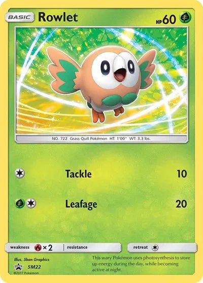 Rowlet Sun & Moon Promo Promo SM22 (Holofoil) by PokeSource on MYNTED