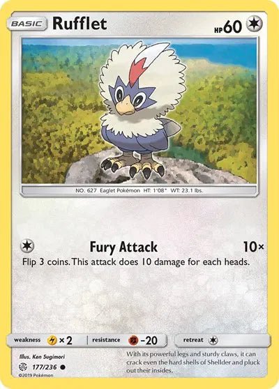 Rufflet (Reverse Holofoil) Cosmic Eclipse Common 177/236 by PokeSource on MYNTED
