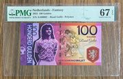 RUUD GULLIT, Grade 67, S/N AA 00002 \ 100 Gulden \ UNCB banknote by UNCB on MYNTED