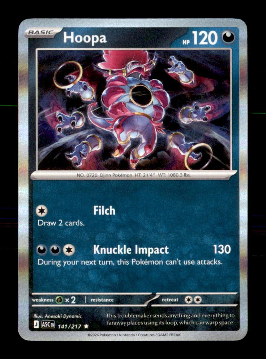 Hoopa 141/217 Rare Ascended Heroes Pokemon Holo