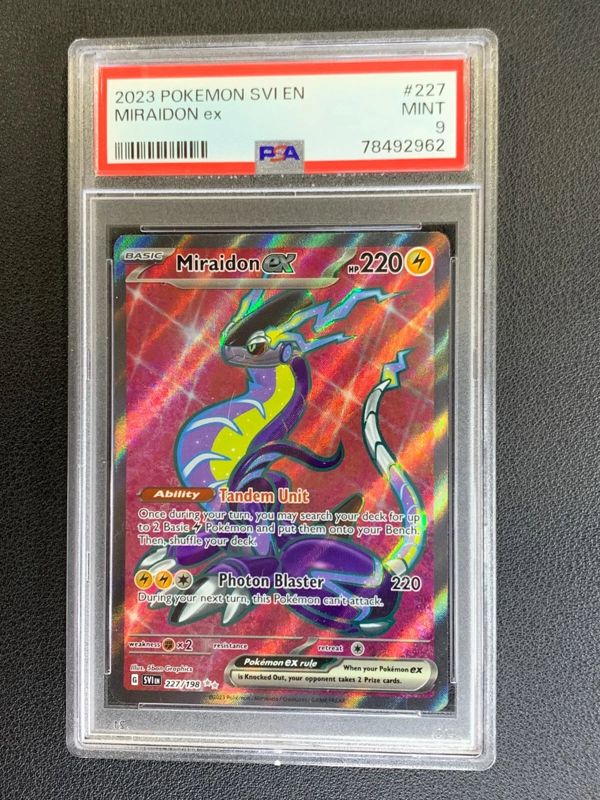 PSA 9 MINT Miraidon EX #227 Scarlet & Violet Pokemon 2023 Ultra Holo Rare
