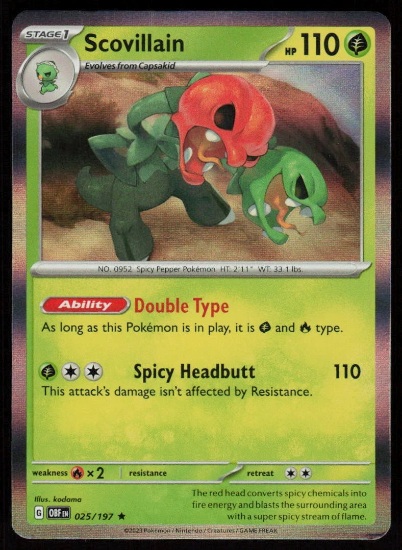 Scovillain 025/197 Rare Obsidian Flames Pokemon Holo