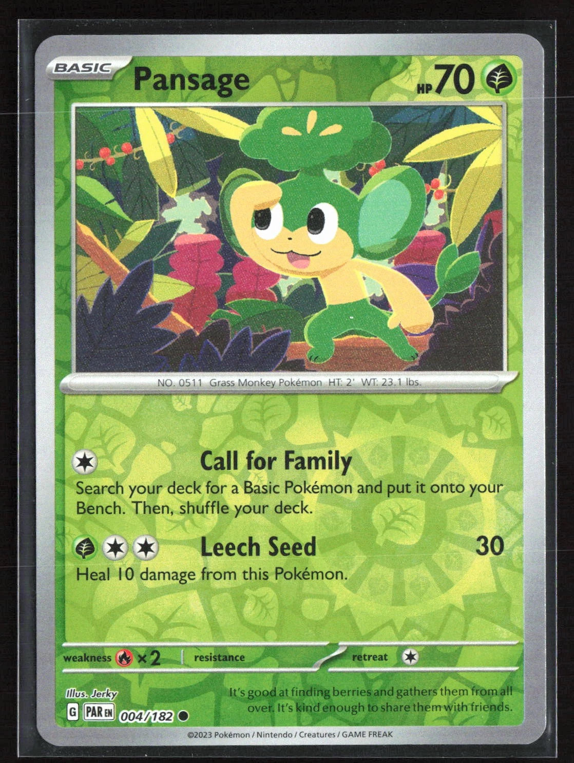 Pansage [Reverse Holo] #4 Pokemon Paradox Rift