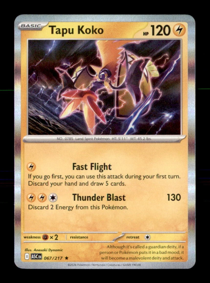 Tapu Koko 067/217 Rare Ascended Heroes Pokemon Holo