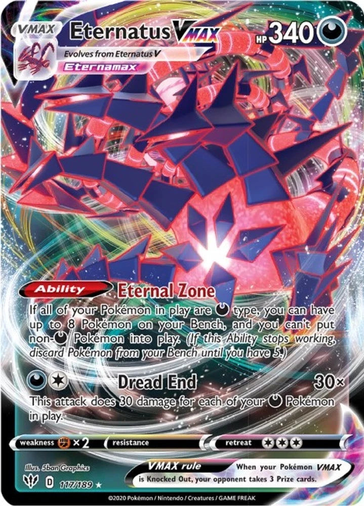 Eternatus VMAX 117/189 SWSH03: Darkness Ablaze Holofoil
