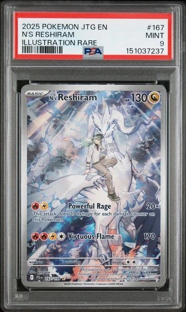2025 POKEMON JTG EN-JOURNEY TOGETHER 167 N'S RESHIRAM ILLUSTRATION RARE PSA 9