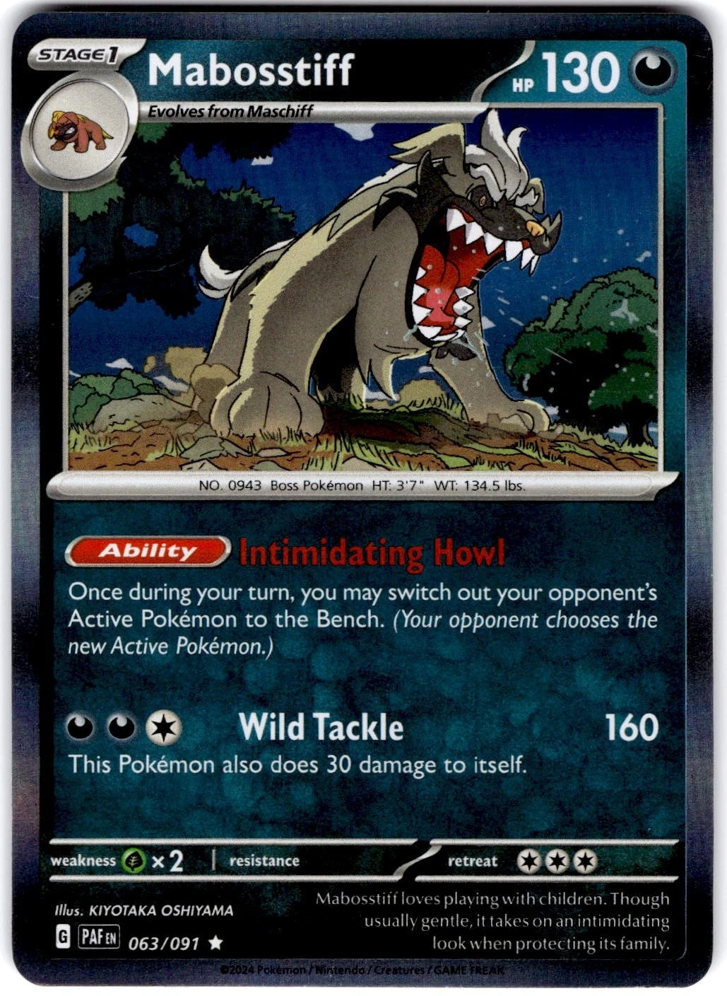 Mabosstiff #63 Pokemon Paldean Fates HOLO