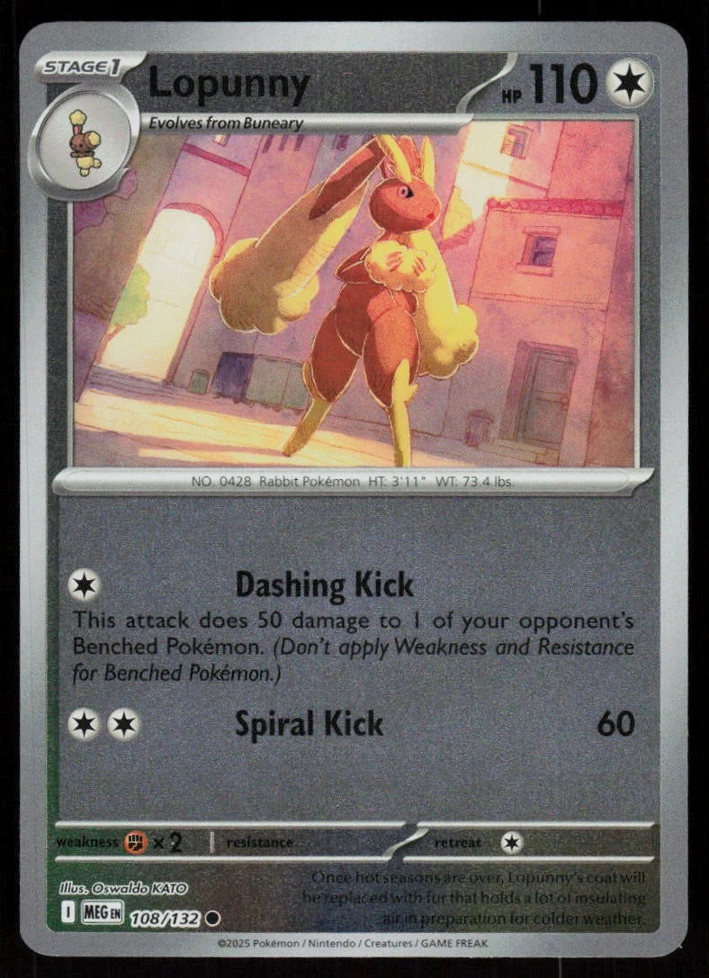 Lopunny [Reverse Holo] #108 Pokemon Mega Evolution