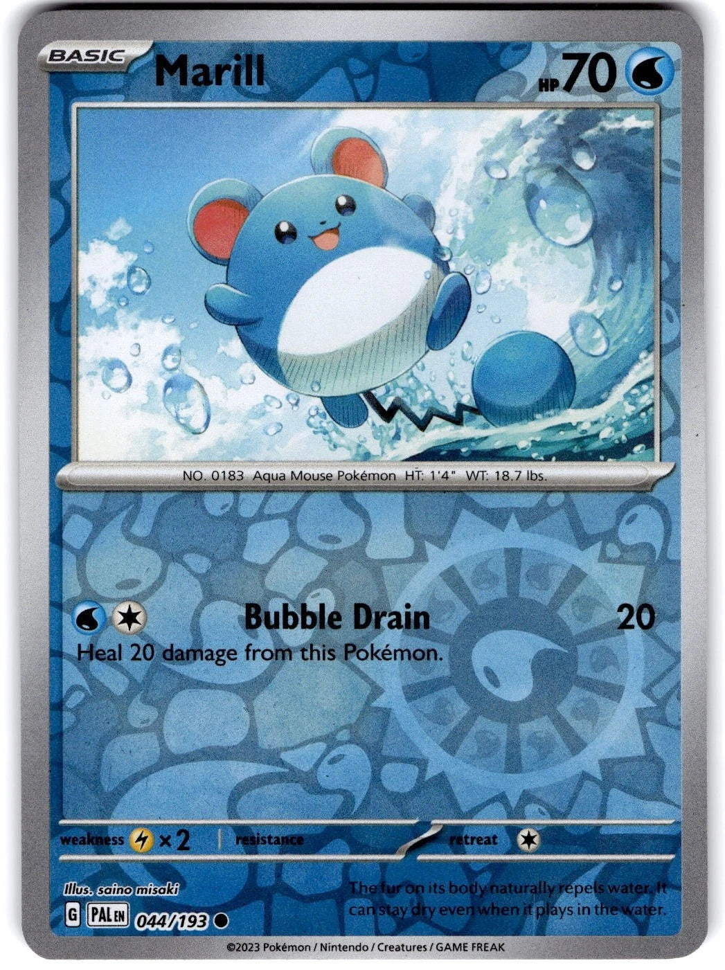 Marill [Reverse Holo] #44 Pokemon Paldea Evolved