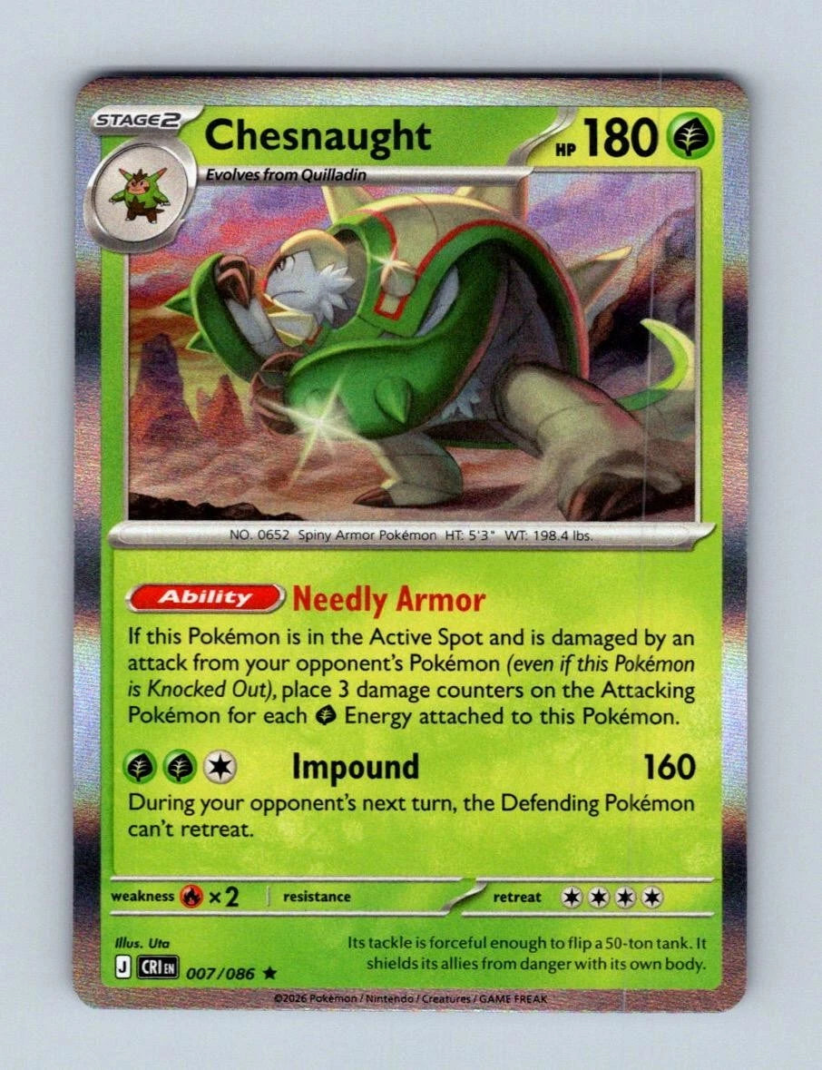Chesnaught 007/086 Rare Chaos Rising Pokemon Holo