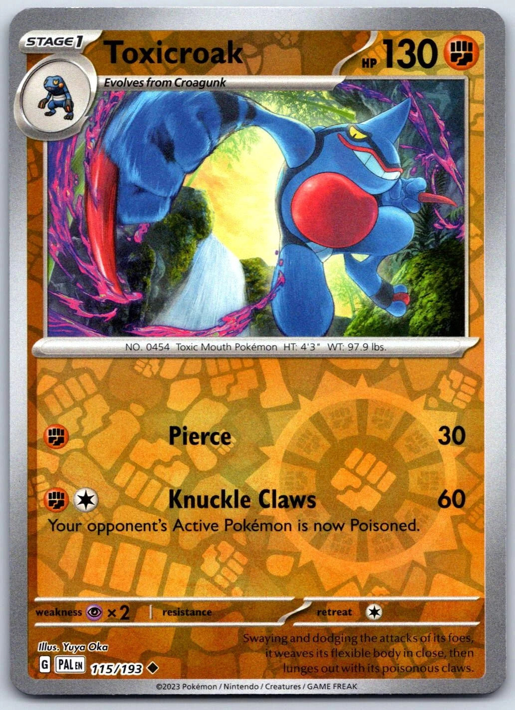 Toxicroak 115/193 Uncommon Paldea Evolved Pokemon Reverse Holo