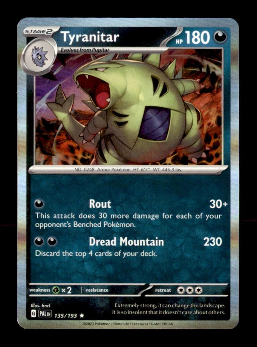 Tyranitar 135/193 Rare Paldea Evolved Pokemon Holo