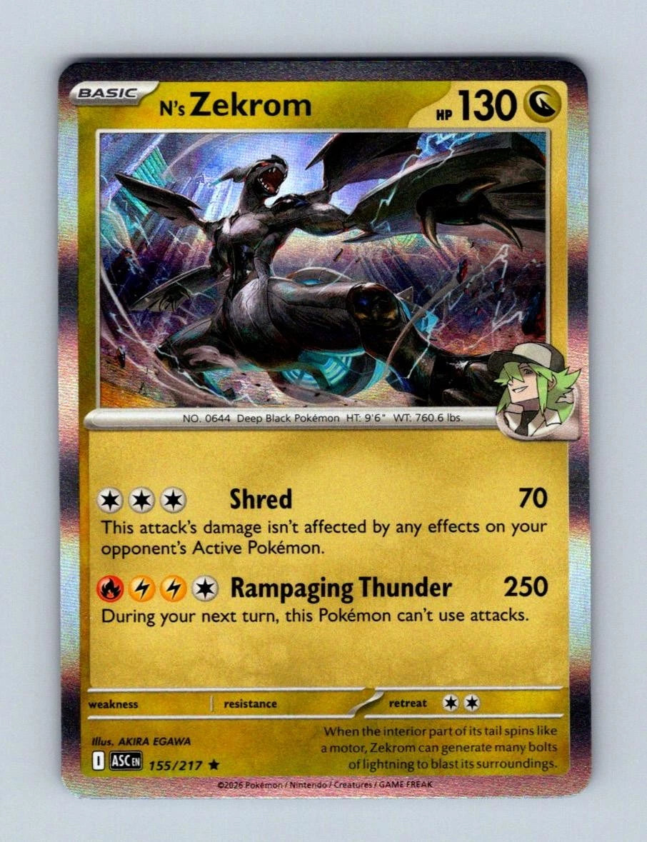 N's Zekrom 155/217 Rare Ascended Heroes Pokemon Holo