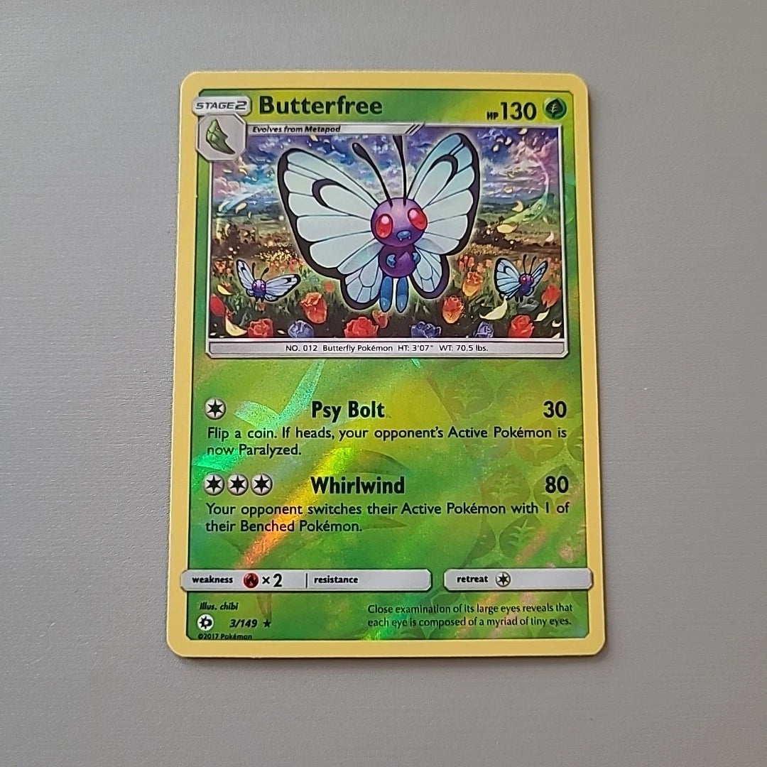 Pokemon Sun and Moon Base Butterfree 3/149 Rare Reverse Holo