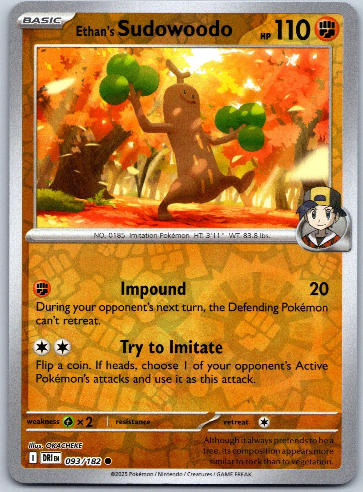 Ethan's Sudowoodo Destined Rivals Common 093/182 REVERSE HOLO