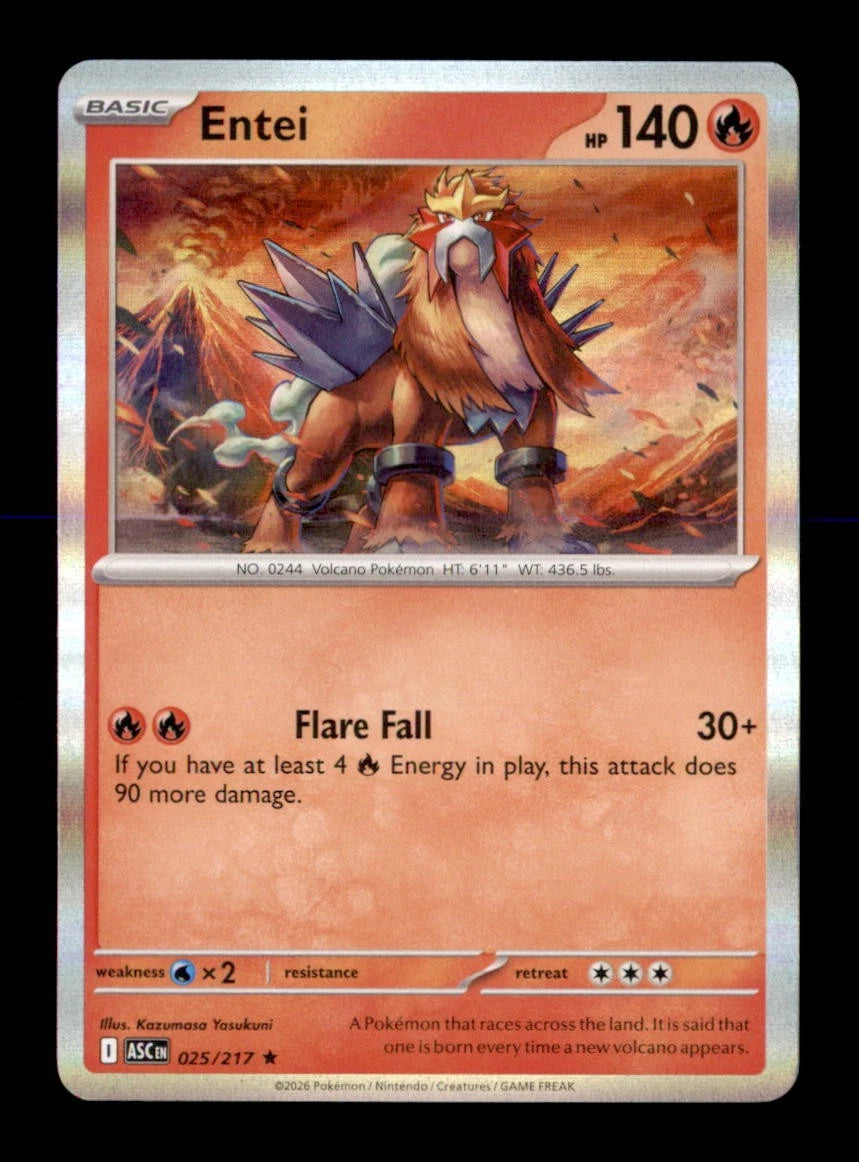 Entei 025/217 Rare Ascended Heroes Pokemon Holo