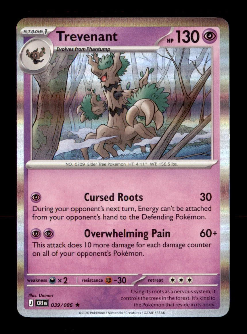 Trevenant 039/086 Holo Rare Chaos Rising
