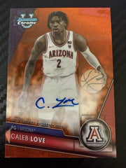 Caleb Love 2023 Bowman Chrome U Auto /25 Orange Shimmer Arizona Wildcats
