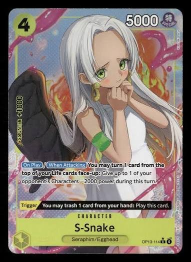 S - Snake (Alt Art) OP13 - 114 R Carrying on His Will - ONE PIECE Card Game ENGLISH by Coolectibles on MYNTED