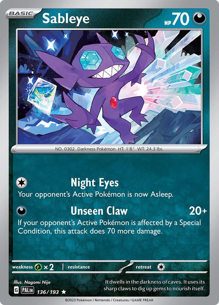 Sableye 136/193 Holo · Paldea Evolved (PAL) by PokeMarsi on MYNTED