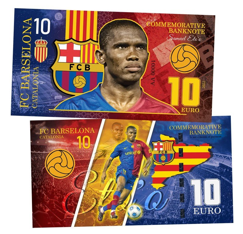 Samuel Eto’o FC Barcelona 10 euro UNCB banknote by UNCB on MYNTED