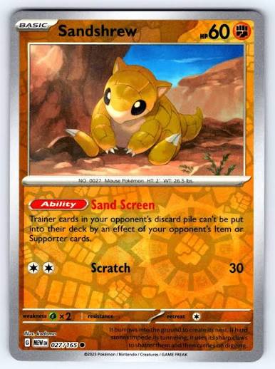 Sandshrew 027/165 - Reverse Holo (Pokemon 151) by The Cardboard Grind on MYNTED