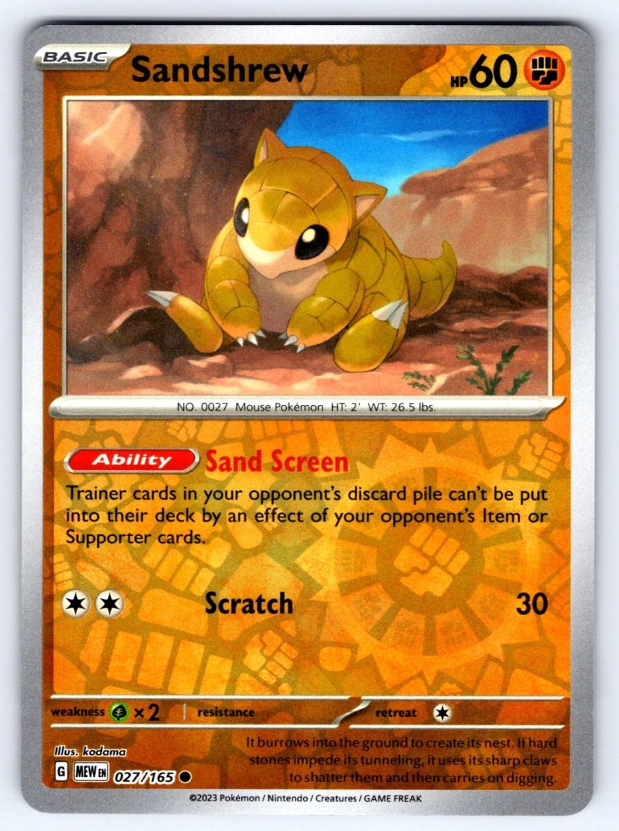 Sandshrew SV: 151 Common • 027/165 Reverse Holofoil by Shark Pop Culture on MYNTED