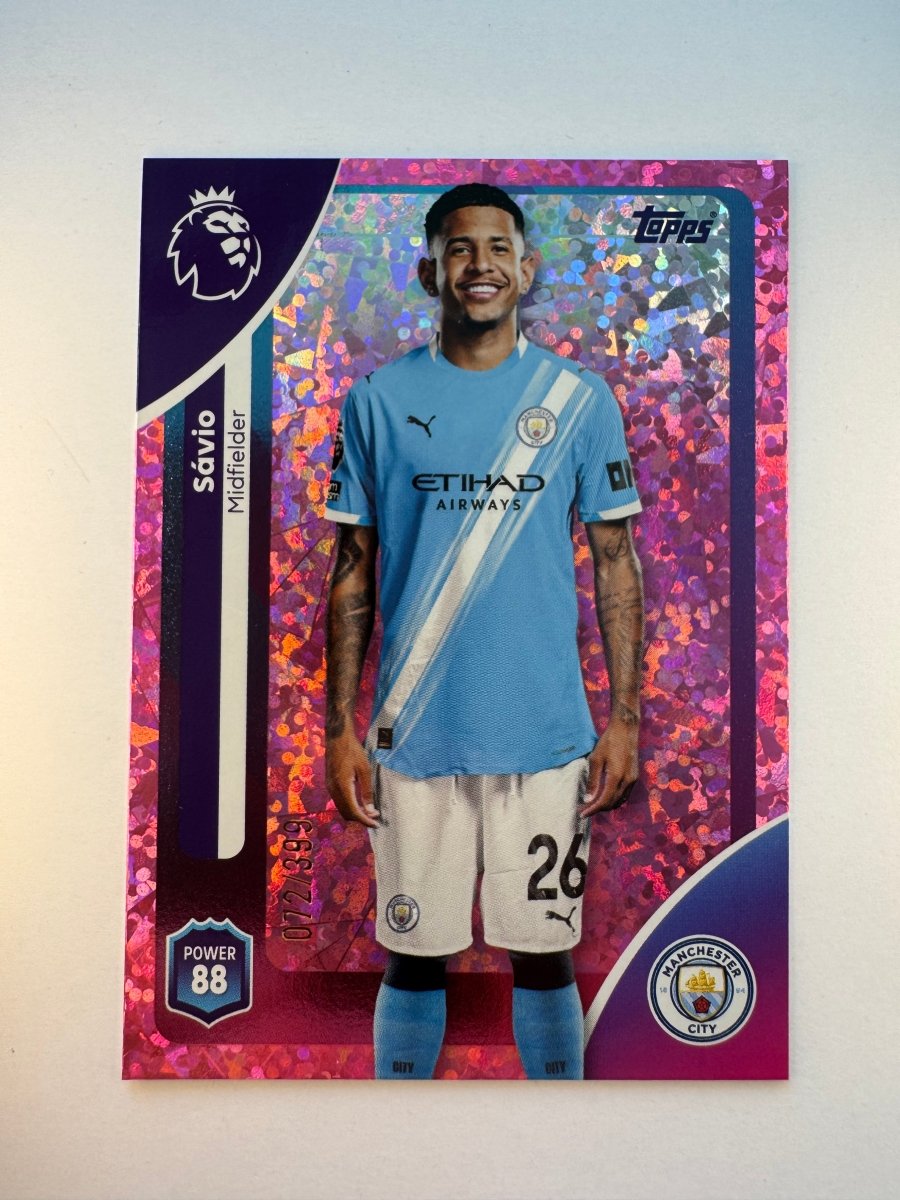 Sávio 192 Pink Sparkle 072/399 — 2025 - 26 Topps Premier League — Manchester City by KitRoom Cards on MYNTED