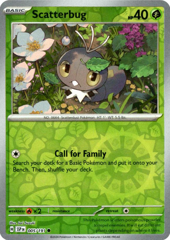 Scatterbug [Reverse Holo] 5 Pokemon Surging Sparks by Moe‘s Vault on MYNTED