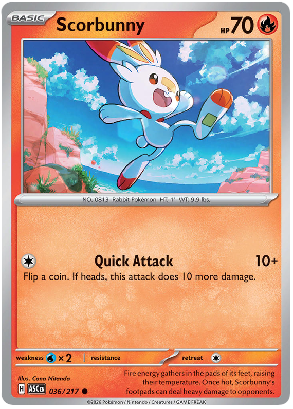 Scorbunny 036/217 Common | Mega Evolution – Ascended Heroes by Worth the XP on MYNTED