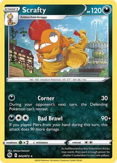 Scrafty (Holofoil) Champion's Path Holo Rare 42/73 by PokeSource on MYNTED