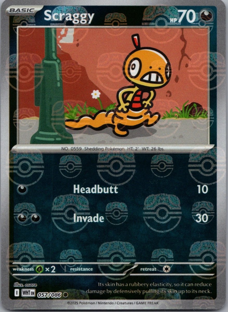 Scraggy - 057/086 (Master Ball Pattern) - SV: White Flare (WHT) by SAFAQATI on MYNTED