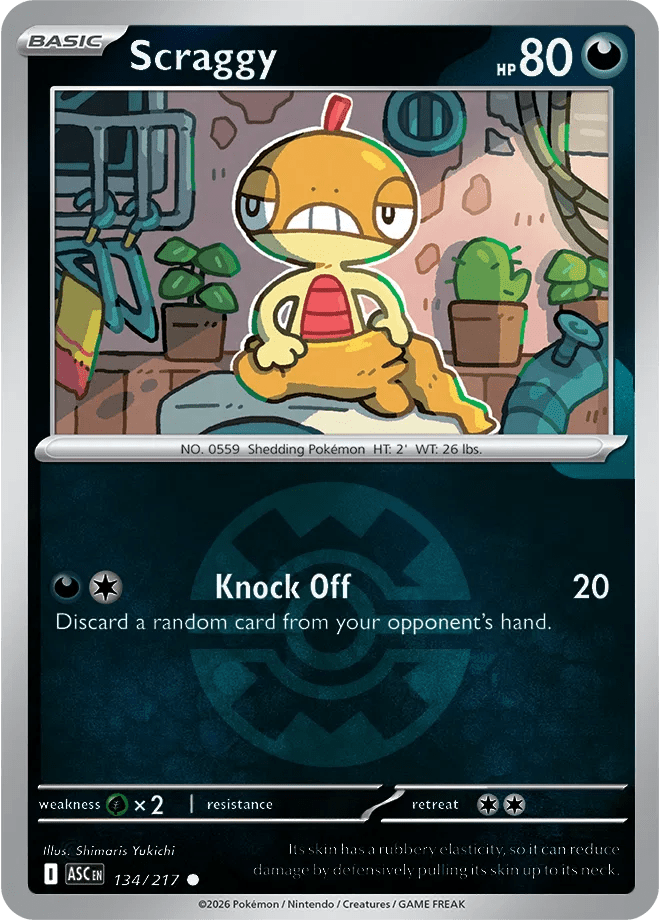 Scraggy (Quick Ball) Ascended Heroes Common 134/217 by Shark Pop Culture on MYNTED