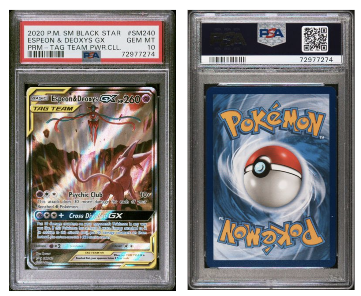 PSA 10 Pokémon Espeon & Deoxys GX #SM240 Black Star Promo