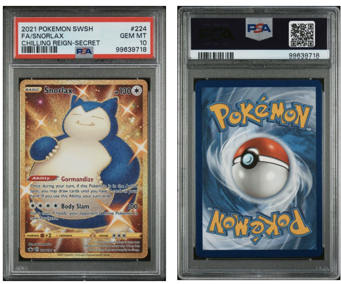 PSA 10 POKEMON SWORD & SHIELD CHILLING REIGN #224 FA/SNORLAX CHILLING REIGN-SECRET
