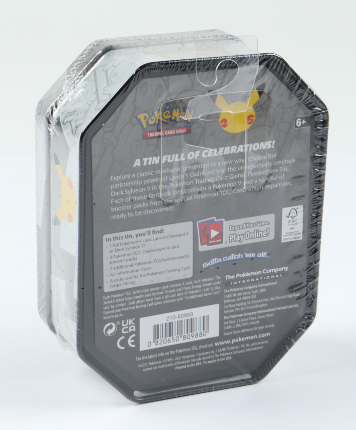 Pokémon TCG 25th Anniversary Celebrations Tin Lances Charizard V