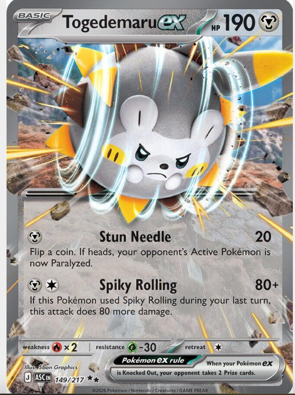 Togedemaru Ex #149 Pokemon Ascended Heroes