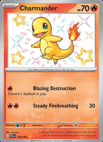 Charmander 109/091 Shiny Rare - Paldean Fates