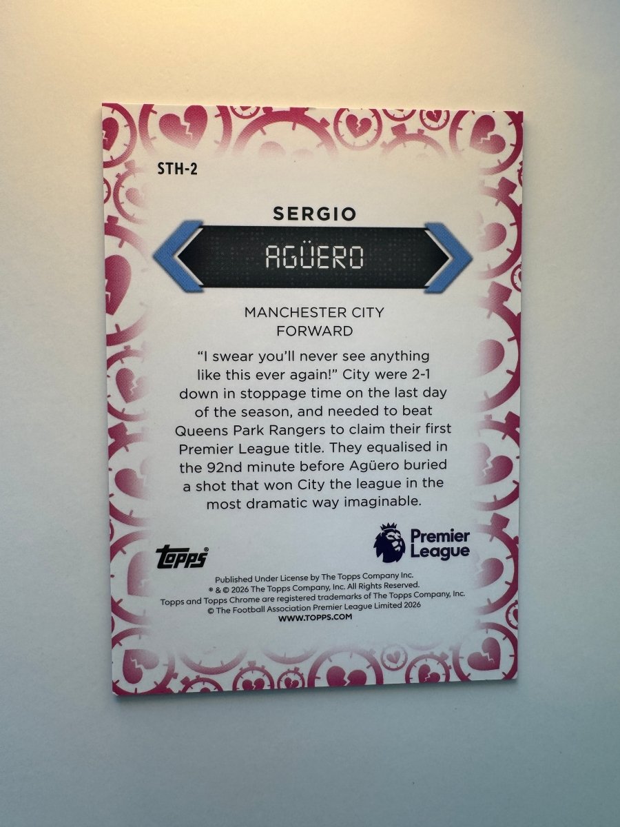 Sergio Agüero Stoppage Time Heartbreaker — 2026 Topps Chrome Premier League — Manchester City Legend by KitRoom Cards on MYNTED