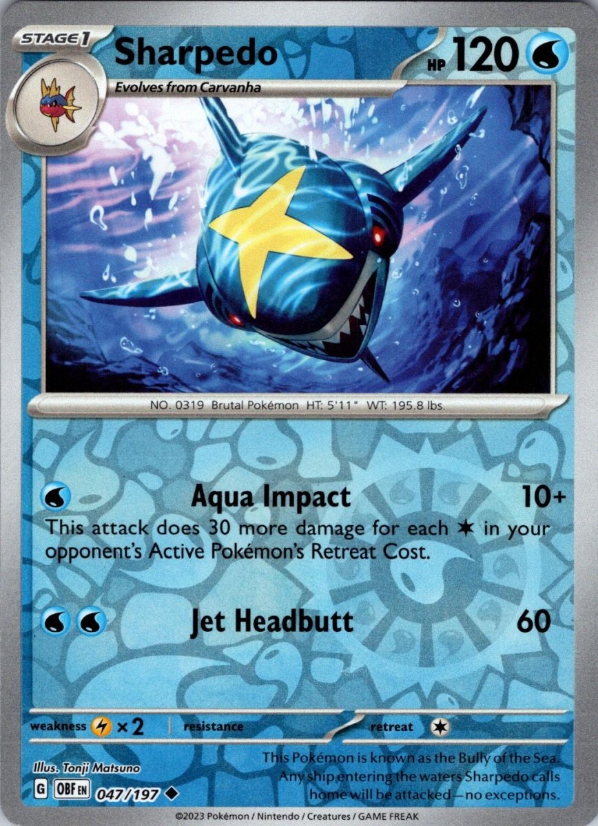 Sharpedo [Reverse Holo] 47 Pokemon Obsidian Flames by Moe‘s Vault on MYNTED