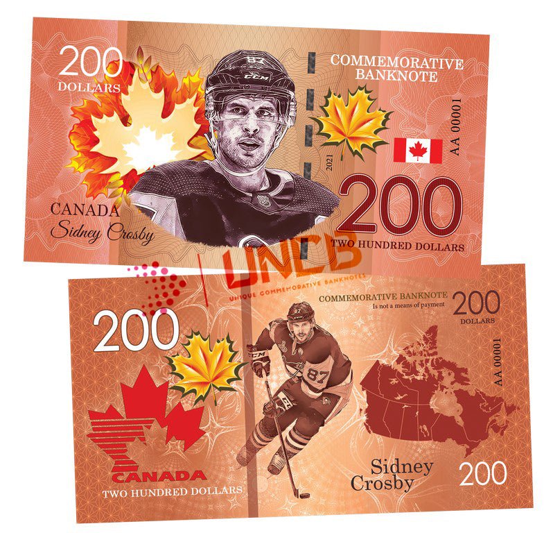 SIDNEY CROSBY 200 Dollars UNCB banknote by UNCB on MYNTED