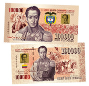 Simon Bolivar 100000 Pesos UNCB banknote by UNCB on MYNTED