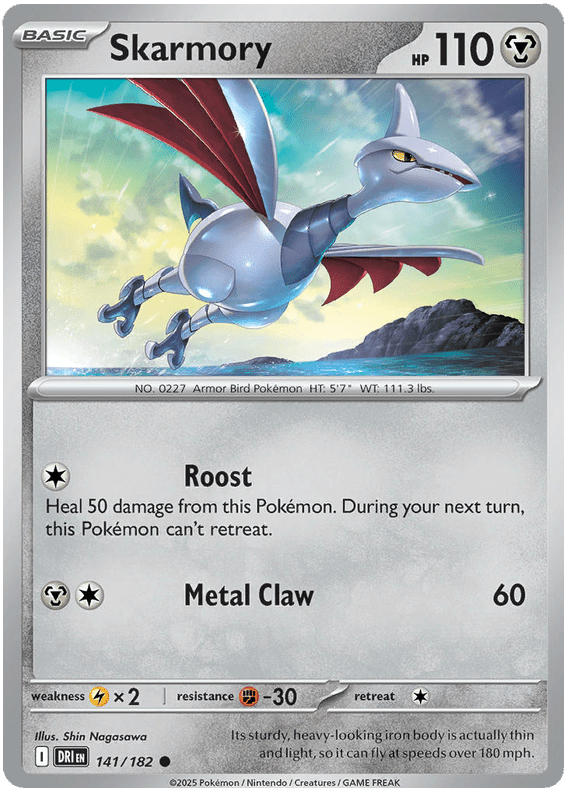 Skarmory 141/182 Common | Scarlet & Violet – Destined Rivals by Worth the XP on MYNTED
