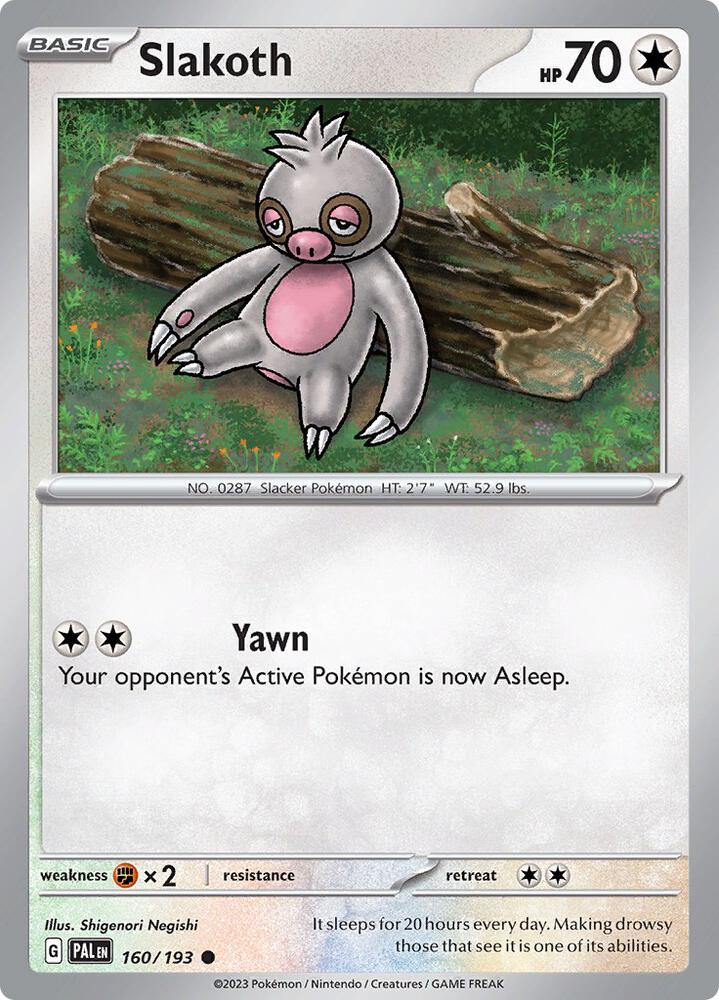 Slakoth 160/193 Normal · Paldea Evolved (PAL) by PokeMarsi on MYNTED