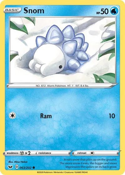 Snom (Reverse Holofoil) Sword & Shield Base Set Common 063/202 by PokeSource on MYNTED