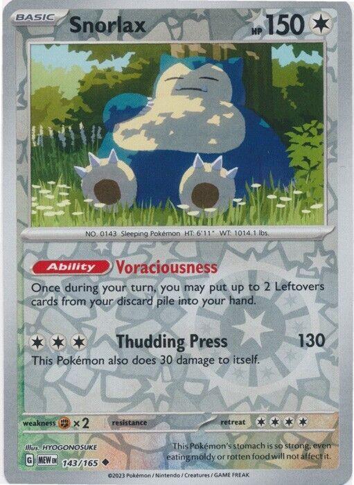 Snorlax SV: 151 Uncommon • 143/165 Reverse Holofoil