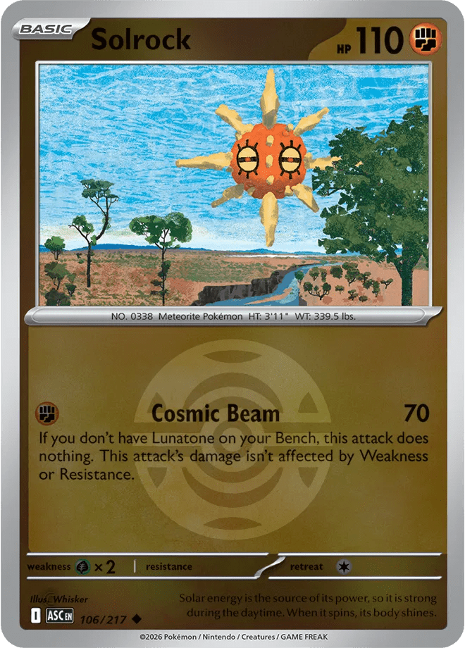 Solrock (Dusk Ball) Ascended Heroes Uncommon 106/217 by Shark Pop Culture on MYNTED