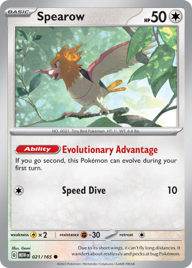 Spearow · 151 (MEW) 021 (Normal) by PokeMarsi on MYNTED
