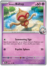 Steven's Baltoy 083/182 Common | Scarlet & Violet – Destined Rivals by Worth the XP on MYNTED